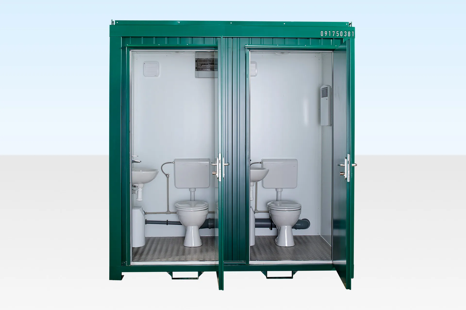 1+1 Double Mains Toilet 8Ft x 5Ft (Green) - Colli Trans Containers