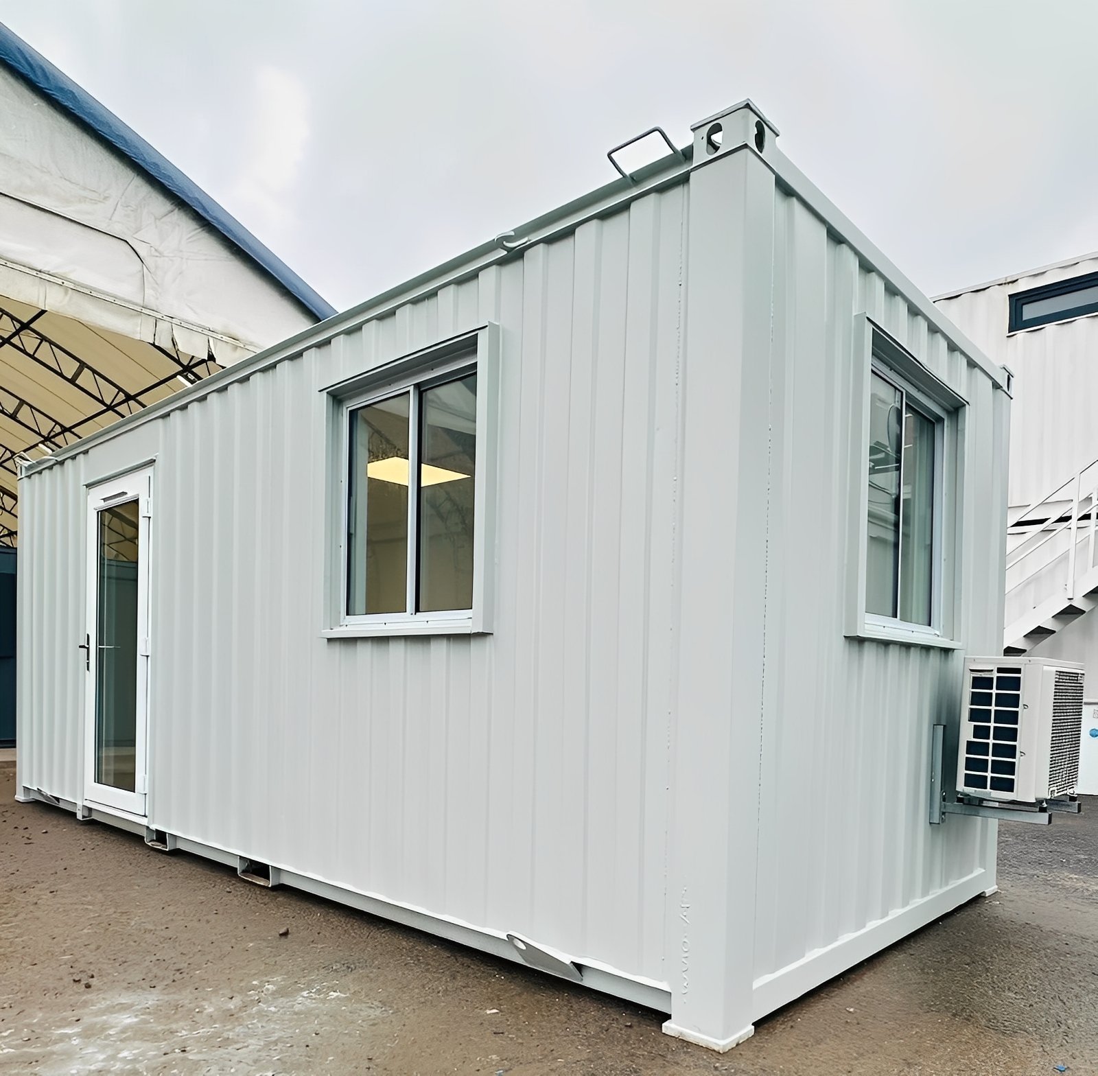 21ft x 8ft Custom Office Cabin – Refurbished Portable Building with A/C & Glazed Door - Colli Trans Containers