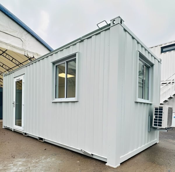 21ft x 8ft Custom Office Cabin – Refurbished Portable Building with A/C & Glazed Door - Colli Trans Containers