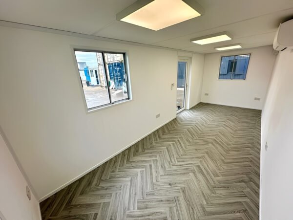 21ft x 8ft Custom Office Cabin – Refurbished Portable Building with A/C & Glazed Door - Colli Trans Containers