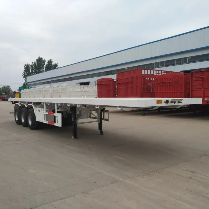3 Axle Transport 20ft 40ft Container Flatbed Semi Trailer For Sale - OneStop Container Store