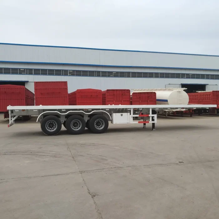 3 Axle Transport 20ft 40ft Container Flatbed Semi Trailer For Sale - OneStop Container Store
