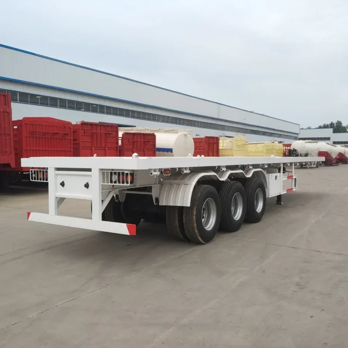 3 Axle Transport 20ft 40ft Container Flatbed Semi Trailer For Sale - OneStop Container Store
