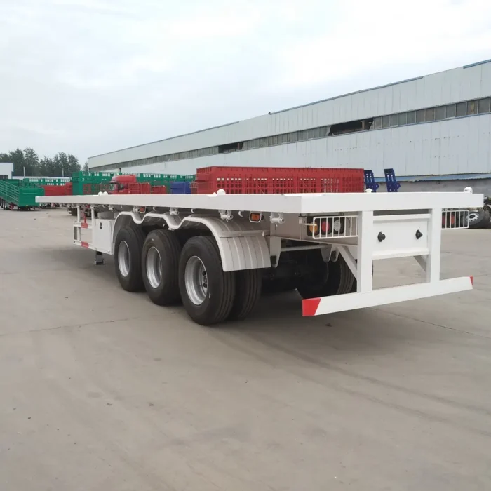 3 Axle Transport 20ft 40ft Container Flatbed Semi Trailer For Sale - OneStop Container Store