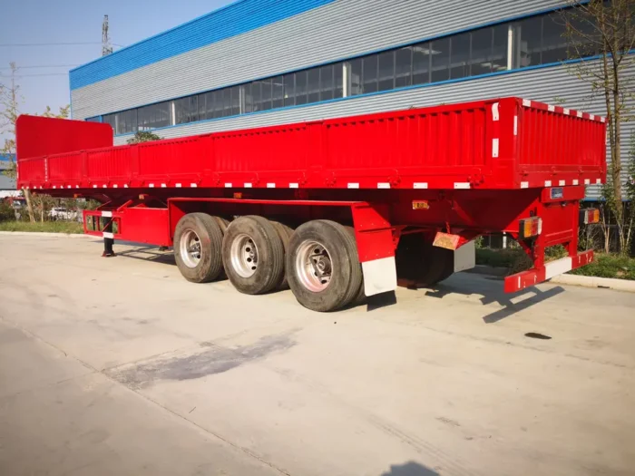3 Axles 40 Foot Container Tray Cargo Semi Trailer with Side Cover - OneStop Container Store