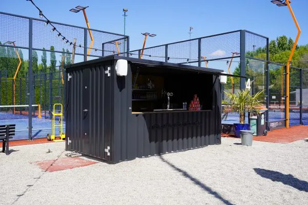 Modular 4×2 M Black Flat Pack Container – Customizable for Bars, Cafes, & More - OneStop Container Store