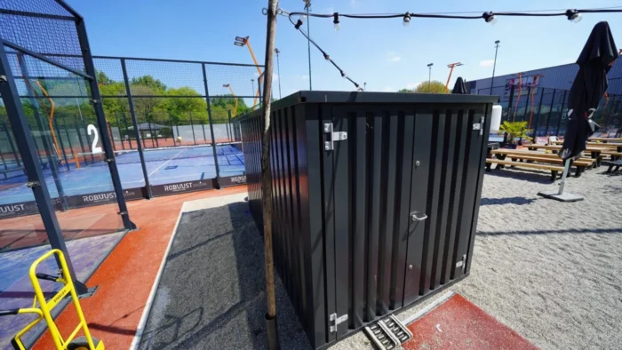 Modular 4×2 M Black Flat Pack Container – Customizable for Bars, Cafes, & More - OneStop Container Store